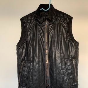 GUESS Faux Leather Vest with Camouflage Lining